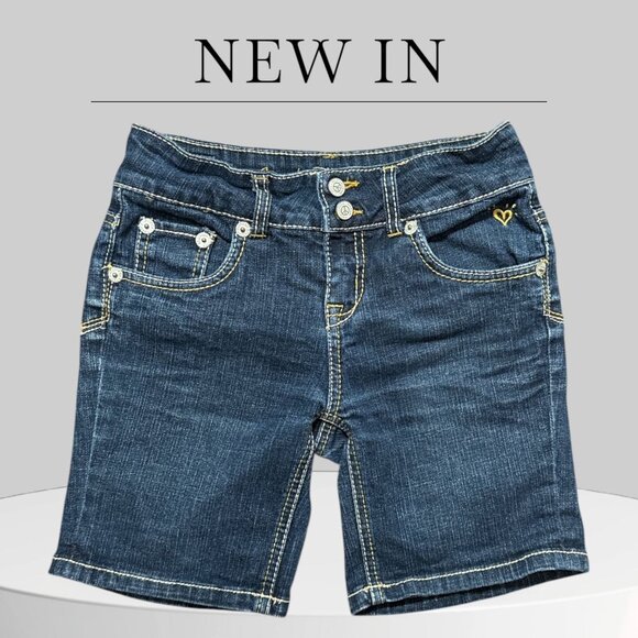 JUSTICE PREMIUM GIRLS Size 10R Short Bermuda Dark Blue JEAN SHORTS - Picture 1 of 6